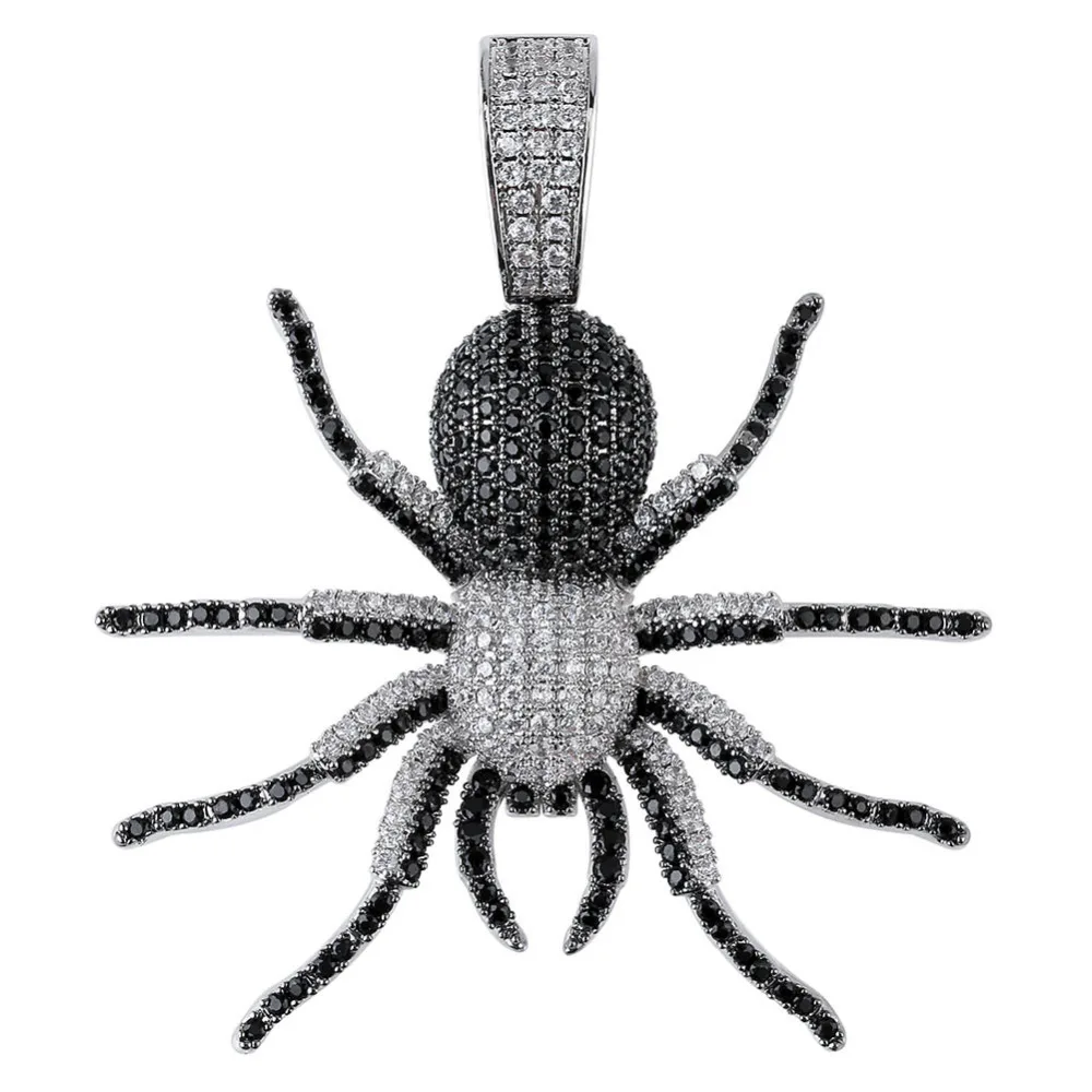 JINAO Мода Паук Iced Out CZ кулон ожерелье мужской подарок хип хоп Золото Серебро Цвет Bling цепи с амулетом ювелирные изделия
