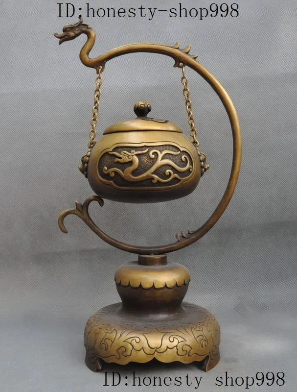 

wedding decoration Rare China bronze dragon beast Hanging furnace fumigate incense Burner censer