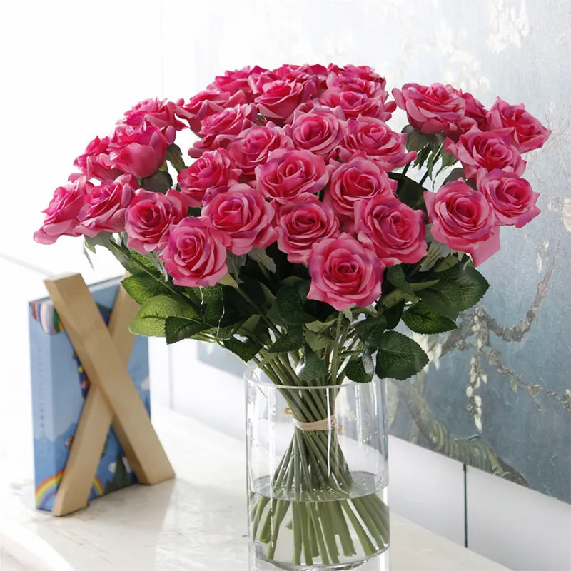 rose red 11 шт./лот новые искусственные цветы розовый цветок пиона украшение дома свадебный букет цветы высокого качества - Цвет: rose red