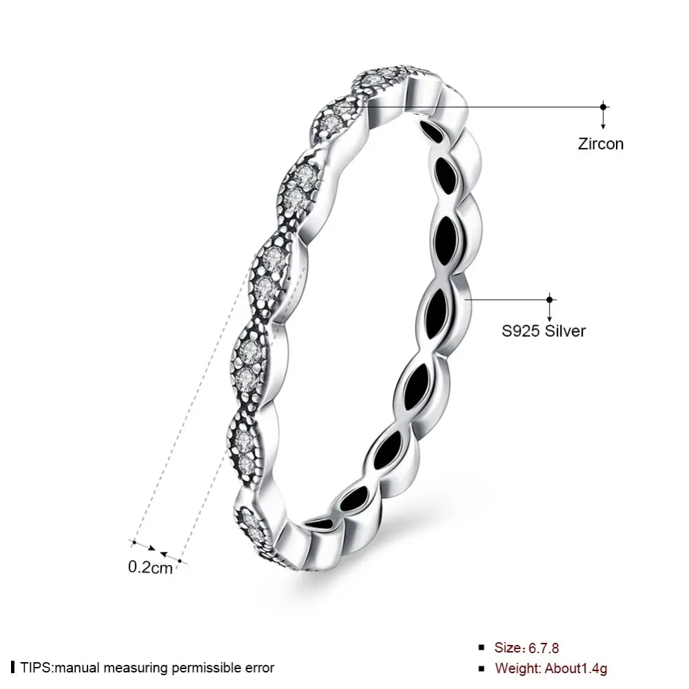LUALA 2017 100% стерлингового серебра 925 Кольцо Форма Глаз Циркон ЛЮБОВЬ RingWedding