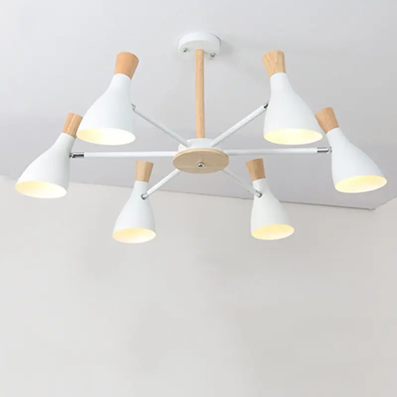 Скандинавская Простая Современная твердая древесина E27 led 220 В алюминиевая Люстра для гостиной, спальни, кабинета, креативная спальня