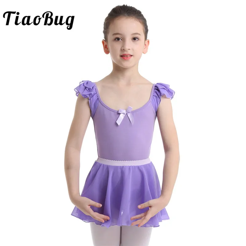 TiaoBug/детское балетное трико для девочек с шифоновой юбкой Одежда танцев детский
