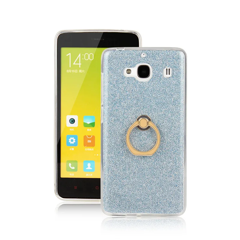 Силиконовый чехол с держателем для Xiaomi Redmi 2 прозрачный мягкий Блестящий
