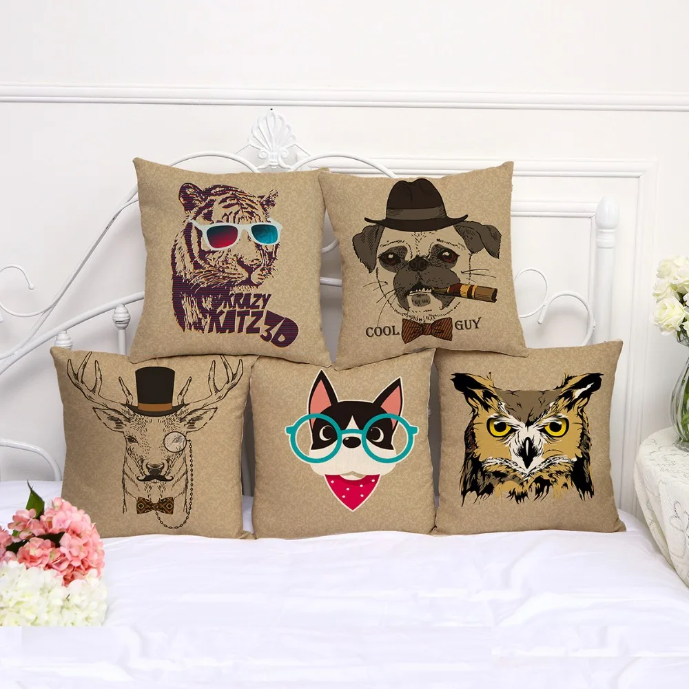 Декоративная Подушка Чехол Халат с капюшоном в виде животного живопись 17 5 дюймов