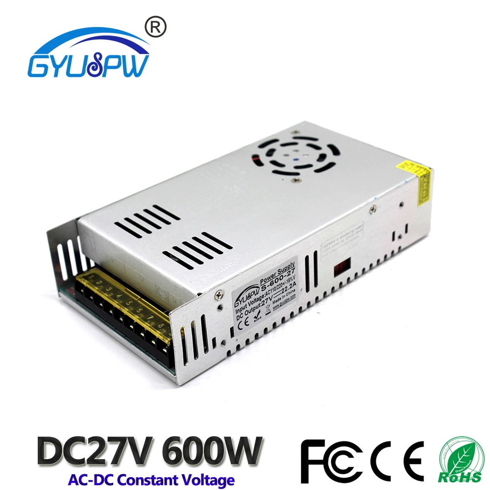 Небольшой Объем Одного выхода Импульсный источник питания DC27V 22.2A 600W