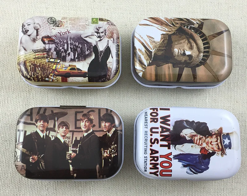 16 шт./лот винтажная Мини жестяная коробка в американском стиле для хранения