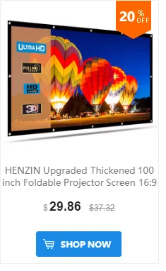 HENZIN проектор, экран, уплотненный, складной, 120 дюймов, 16:9, матовый, белый, передний, задний, портативный, проекционный экран для домашнего, наружного кинотеатра