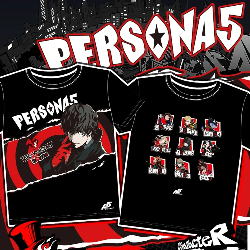 MGFHOME Persona 5 Ren Amamiya Joker Косплей рубашка P5 череп Мона пантера Navi Crow Noir футболка Топы