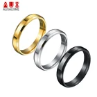 Простые Кольца Auxauxme 4 мм из титановой нержавеющей стали, черные обручальные кольца для женщин и мужчин, полированные ювелирные изделия оптом
