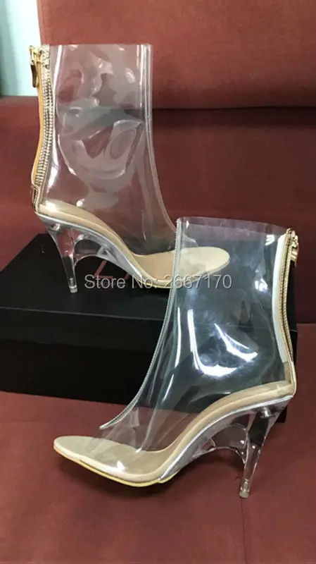 Реальное фото! Новое поступление 2017 брендовые прозрачные ботильоны LTTL на