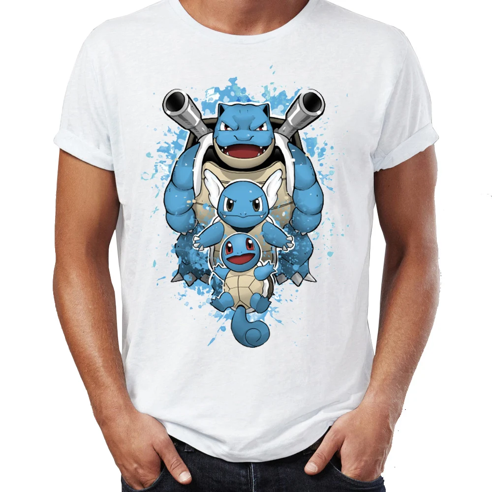 2 Горячая Для мужчин's футболка воды Тип Покемон Wartortle Blastoise Сквиртл акварель вычурные Потрясающие иллюстрации печатных футболки, топы - Цвет: 2