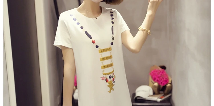 Размера плюс женские футболки новые летние Корейский с коротким рукавом |