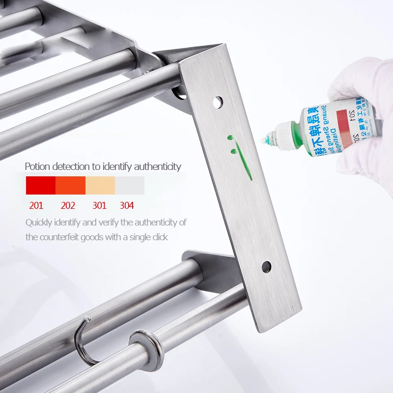 Складная двойная вешалка для полотенец ванной комнаты из нержавеющей стали 304