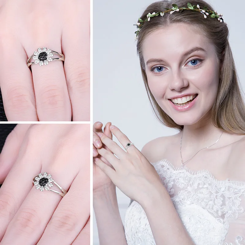 Jewelrypalace цветок 1.11 CT натуральный черной шпинели кольцо стерлингового серебра 925 кольцо для Для женщин бренд драгоценный камень Красивые ювелирные изделия