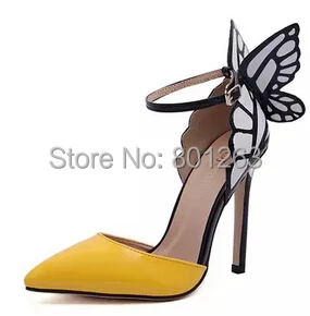 free shipping new 2015 Occident style women butterfly wings pumps sandals ladies fashion pointed toe summer shoes high heels | Обувь