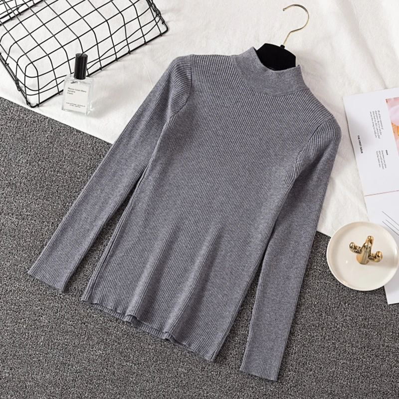 gkfnmt 2019 Autumn Winter Women Pullovers Sweater Knitted Korean Elasticity Casual Jumper Fashion Slim Turtleneck Warm Sweaters | Женская