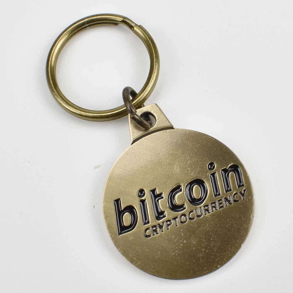 2 цвета античный латунный и позолоченный 25 мм Биткоин монета брелок Бит