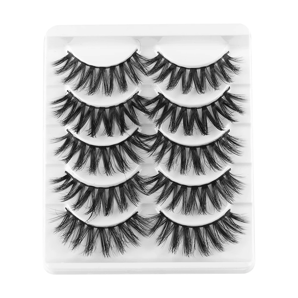 5 Pairs/Pack 3D Mink Hair False Eyelash Thick Cross Wispy Charming Eyelashes Handmade Long Fluffy Eye Makeup Lashes | Красота и