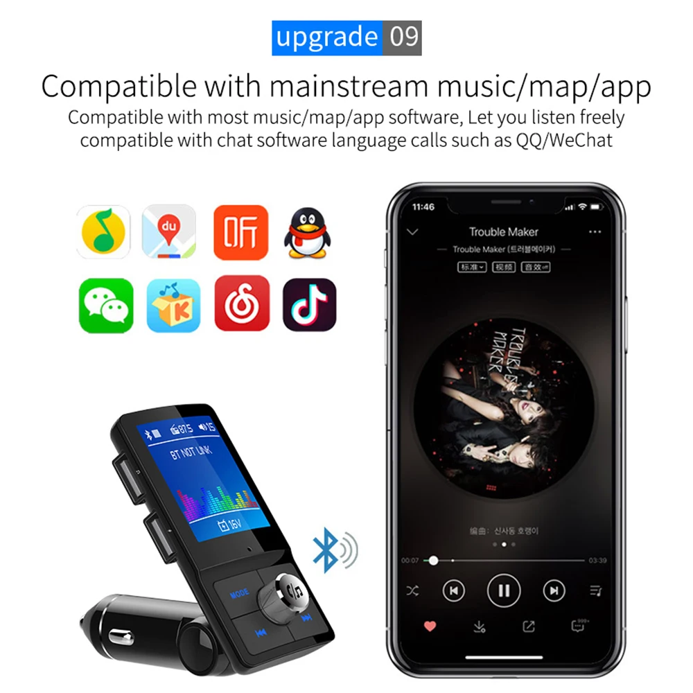 Цветной ЖК-экран fm-передатчик Bluetooth автомобильный комплект быстрая зарядка двойной USB MP3-плеер Aux модулятор в режиме реального времени аудио авто аксессуары