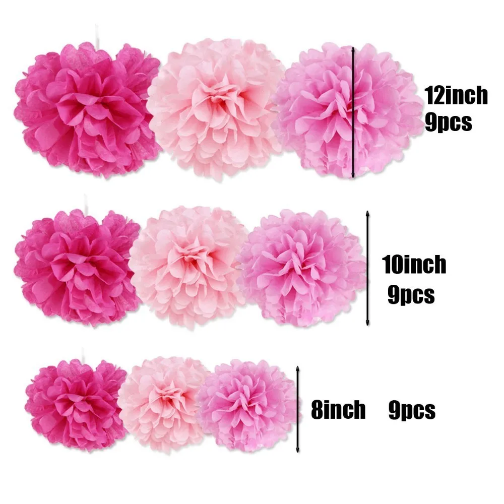 Свадебные украшения (бледно-розовый ярко-розовый ярко-розовый) 27 шт. оберточная