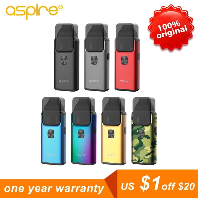 Aspire Breeze 2 AIO Pod Vape Kit со встроенным аккумулятором 1000 мАч катушка 0.6ohm 3 мл/2 мл емкость