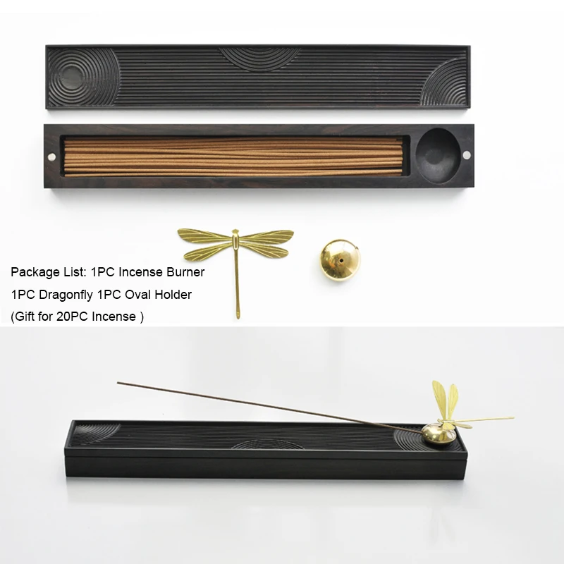 

Zen Japanese Landscape Incense Burner Sandalwood Dragonfly Censer Stick Incense Holder Plate Home Decor Yoga Art Aromatherapy