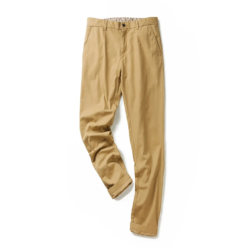 Markless осень г. Для мужчин Slim Fit Straight Брюки мужские модные повседневные штаны однотонные хлопковые бежевый Брюки простой CLA7858M - Цвет: beige