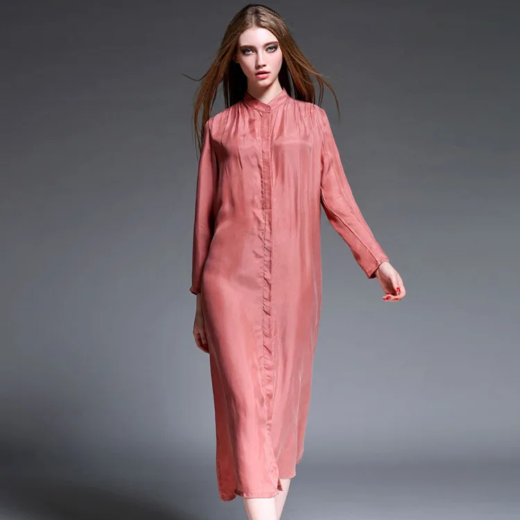 Женское винтажное шелковое платье-макси с длинным рукавом | Женская одежда