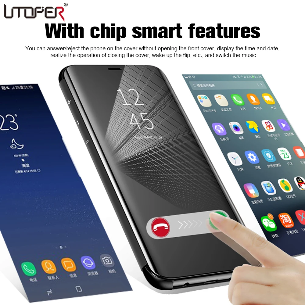 Case For Samsung S10 Plus Note 9 8 Original Smart Mirror Flip Cover J4 2018 J6 J8 S9 S8 |
