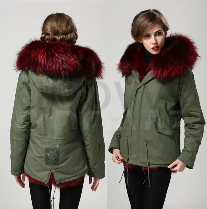 Винно-красное пальто с воротником из натурального Лисьего меха подкладка Mrs