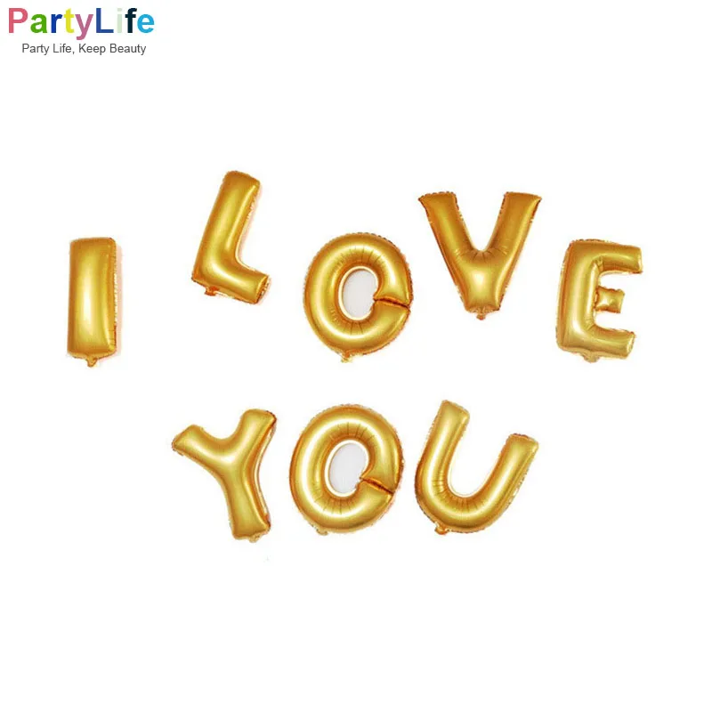 16-дюймовая Золотая алюминиевая фольга шарик в форме букв для свадьбы праздника и