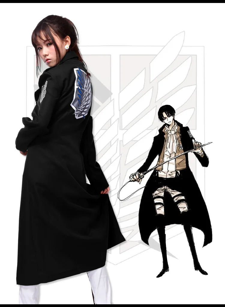 Hot New Shingeki no Kyojin Levi Rivaille Jacket Cloak Adult cosplay costume Attack on Titan Black Shawl Belt Suit Leather Shorts