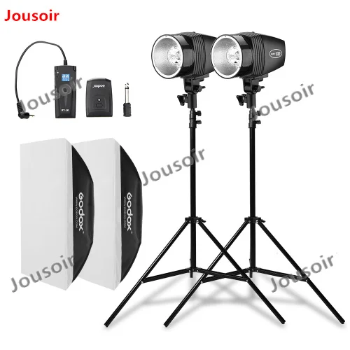Студийный стробоскопический светильник GODOX 2x150 W для портретной фотосъемки с софтбоксом, светильник-стойка, триггер для фотостудии CD50