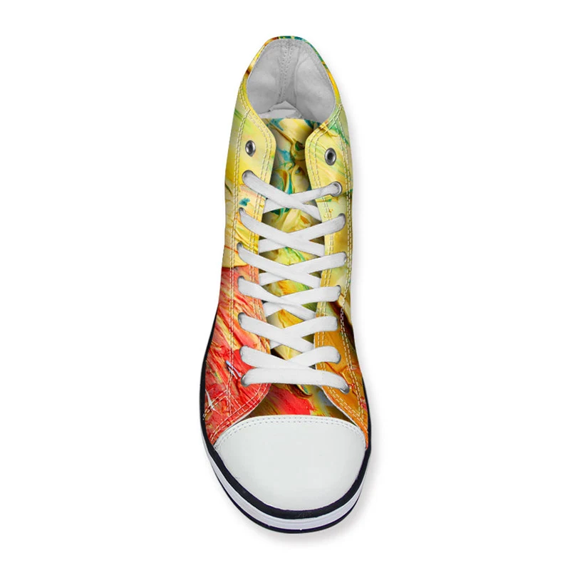 WHEREISART/Модная парусиновая обувь с граффити женская повседневная высоким берцем и