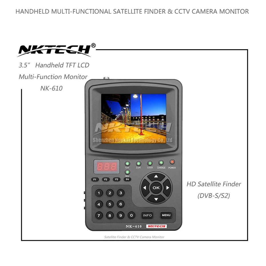NKTECH HD цифровое спутниковое устройство поиска ТВ-сигнала NK-610 монитор камеры CCTV тестер Аналоговый Камера s-Video Аудио Тесты 1080 P 3," TFT