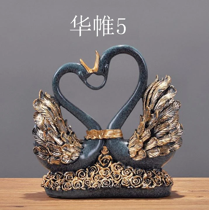 

2 Pcs/Pair Resin Swan/ Deer Couple Model Figurine Animal Home Ornaments Resin Sculpture Wedding Gift Living Room Decor