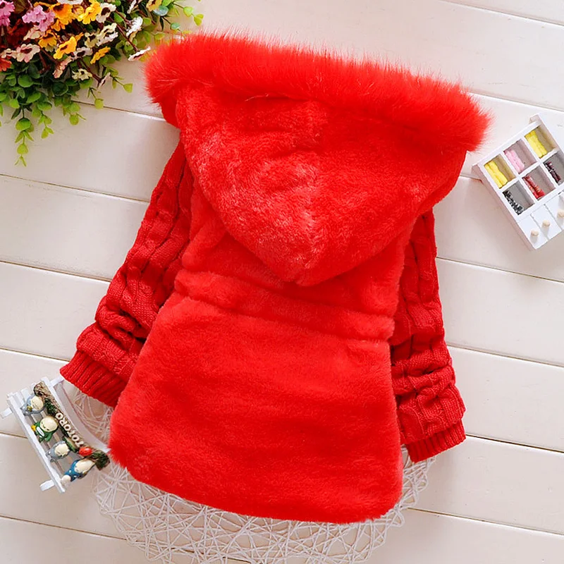New Autumn Winter Girls Coat Cotton Jacket Thick Fake Fur Warm Jackets For Clothes Casual Hooded Kids Outerwear | Детская одежда и