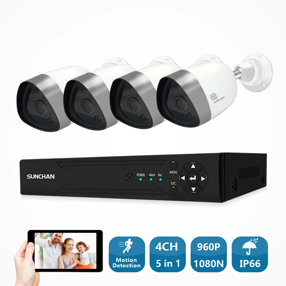 SUNCHAN HD 4CH 1080N CCTV System HDMI AHD DVR 4PCS 960P 1500TVL IR Outdoor Night Vision Security Camera Video Surveillance Kit |