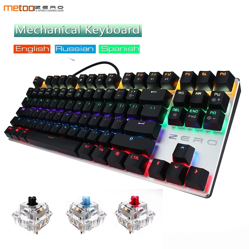 Игровая Механическая 87/104 клавиатура с защитой от привидения светящийся синий
