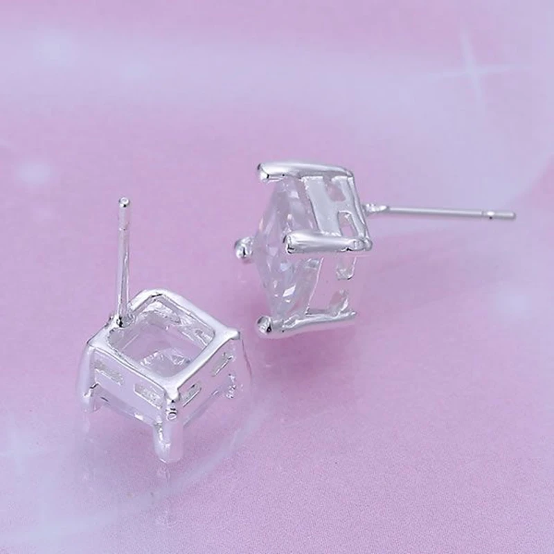 Модные ювелирные изделия для женщин 925 посеребренные серьги квадратные белый
