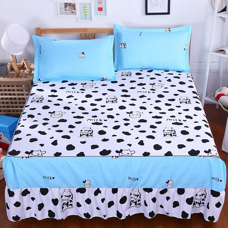 Корейский комплект с юбкой для кровати уплотненные простыни 100% хлопок стеганое