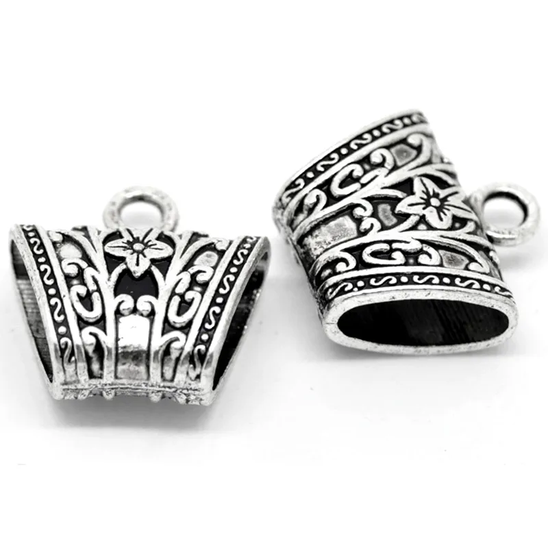 50 шт. резные бусины для шарфов 23 х23 мм|bail beads|silver tonebead bail |