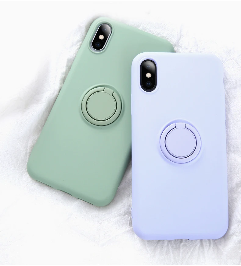 SoCouple жидкостный мягкий силиконовый держатель для телефона чехол для iphone 11 Pro Max X Xs max XR 7 8 6 6s plus сплошной цвет кольцо ручка чехол для телефона
