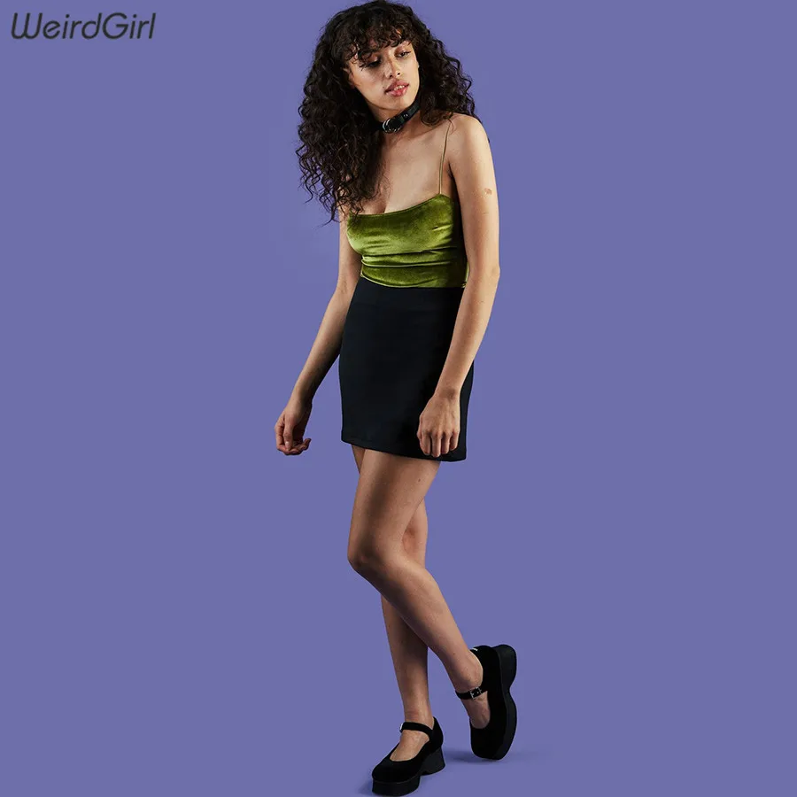 Weirdgirl Женская майка пикантная модная Клубная вечерние кроп-топ Однотонный женский с открытыми плечами жилет без рукавов уличная бретельки топы на бретелях
