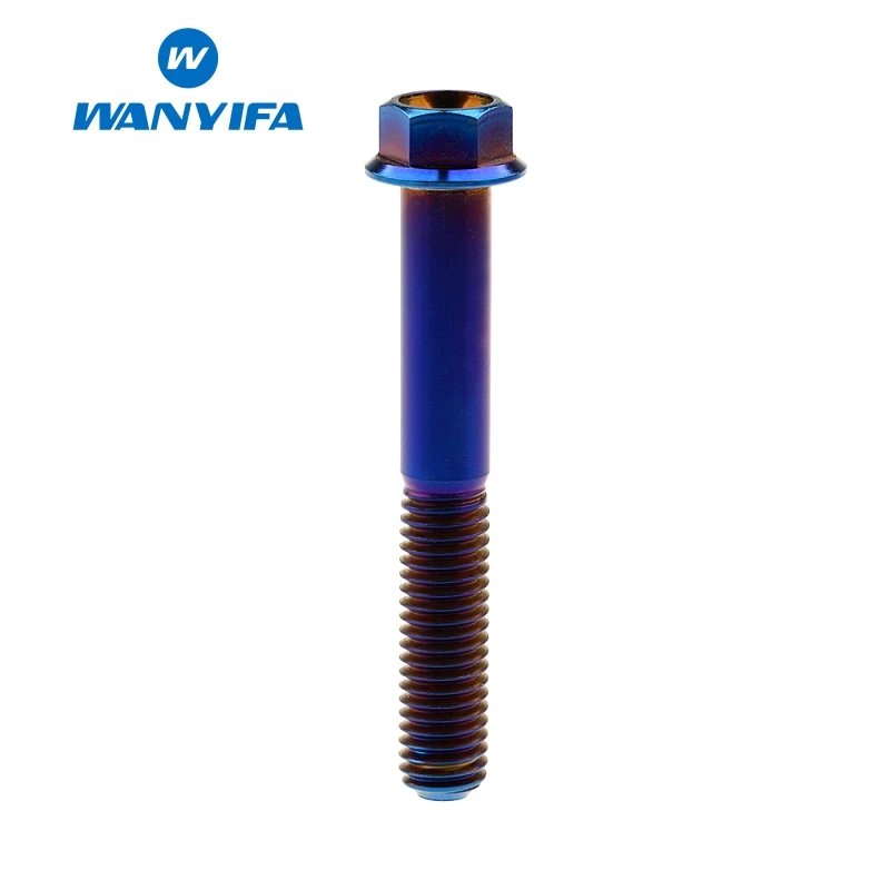 M8x55 Blue Wanyifa M8x15 20 25 30 35, 40 45 50 55 60 65 мм с коротким фланцем Головкой Винт С Титановым болтом для дисковые велосипедные тормозные цвета: золотистый, голубой цвет - Цвет: M8x55 Blue