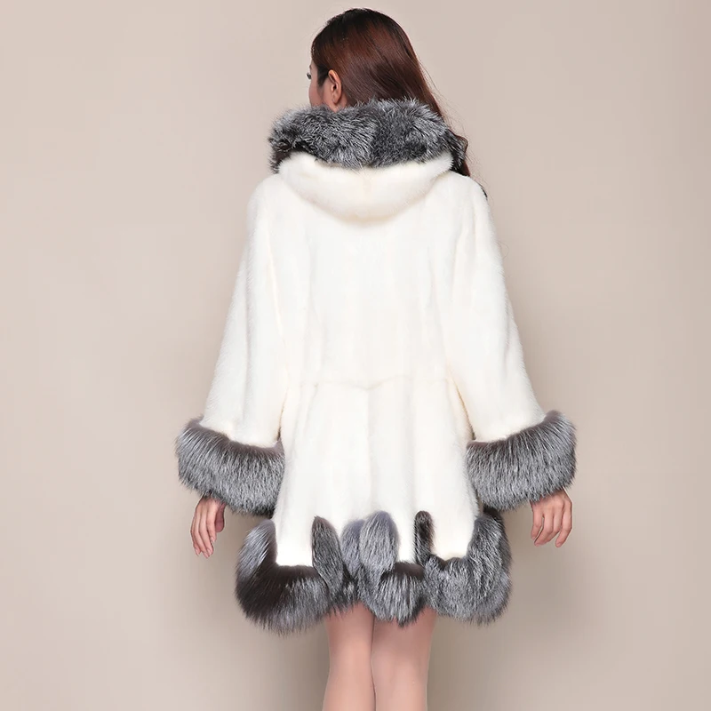 Женское пальто из искусственного меха норки роскошное средней длины лисы новый