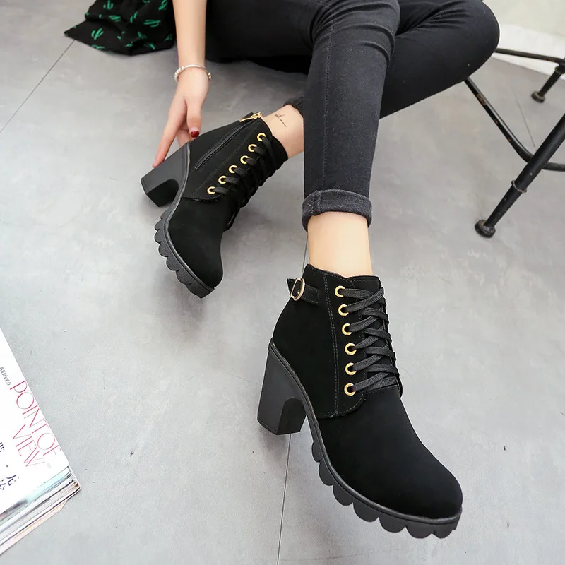 2019 new European and American fashion casual atmosphere high-heeled rider boots | Обувь