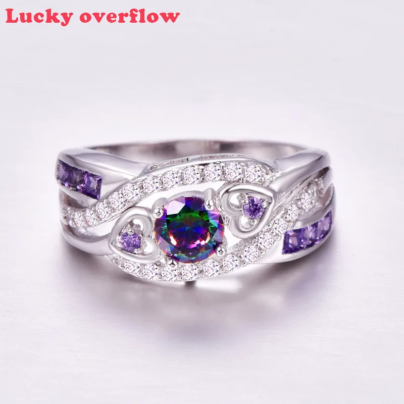 Luckyoverflow Модные женские кольца в форме сердца Свадебные ювелирные изделия