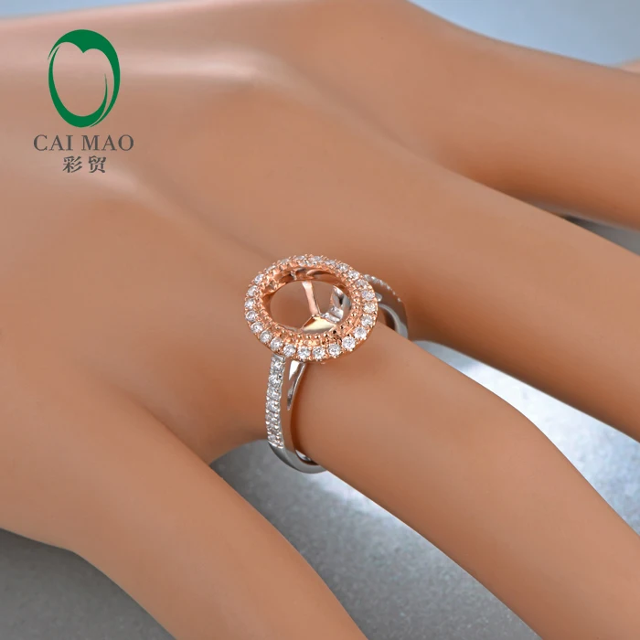 Кольцо 18 карат из розового и белого золота с овальной огранкой 7x9 мм | Украшения