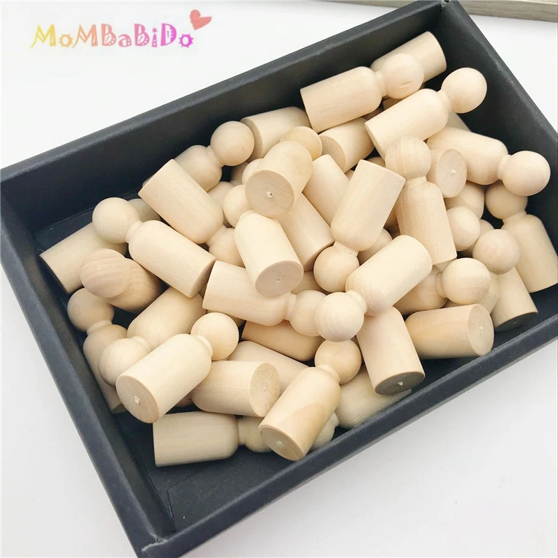 

25Pcs Wooden Little People Woodworking Craft Party Supplies DIY Waldorf Toy Blocks Educational Toy for Christmas Kids Gifts